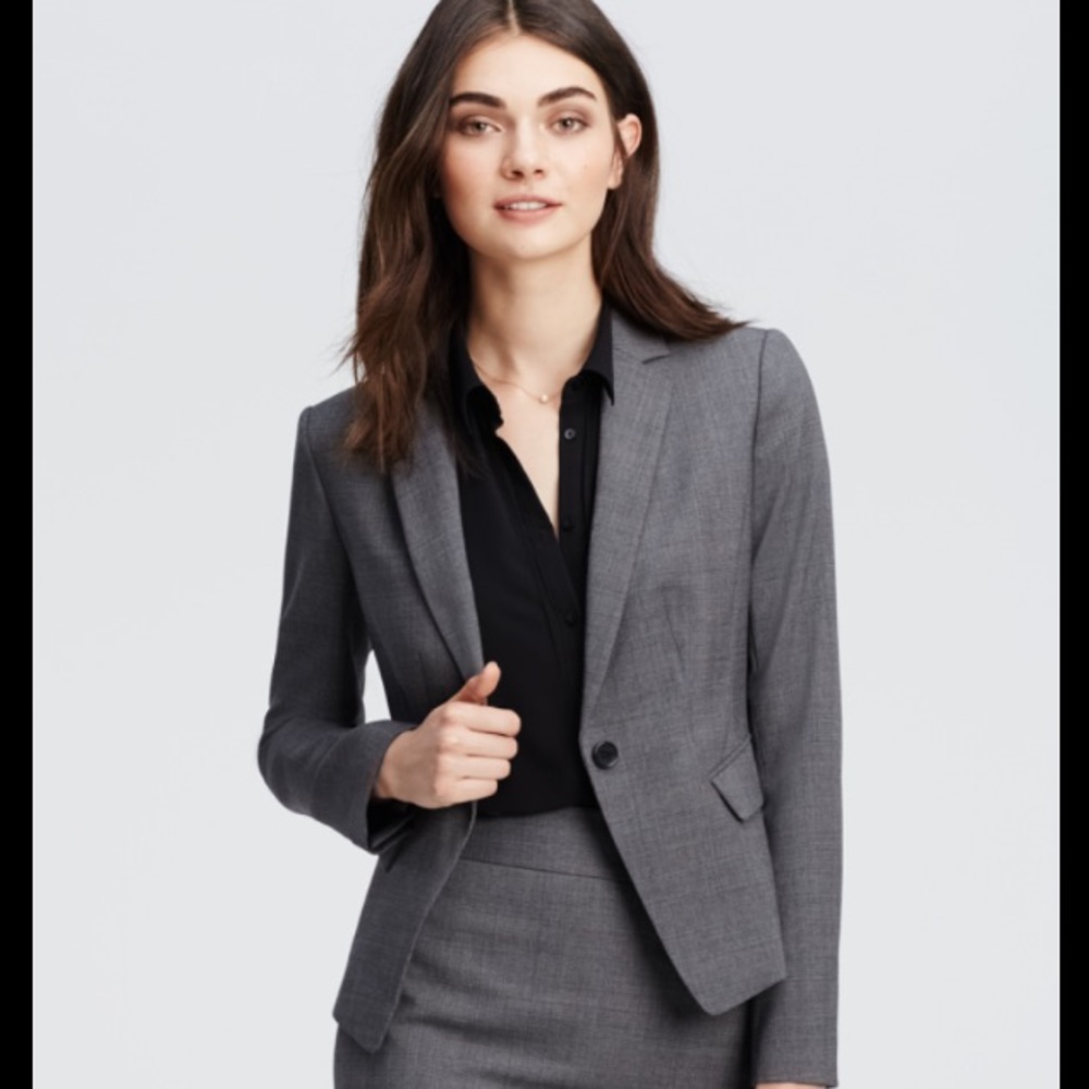 Ann Taylor Gray One Button Blazer ✅Offers